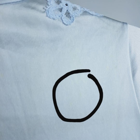 VINTAGE Vanity Fair Sz S Baby Blue Lace Nightgown Button Down Made in USA Pocket - Picture 10 of 11